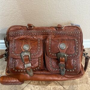 American West laptop leather bag